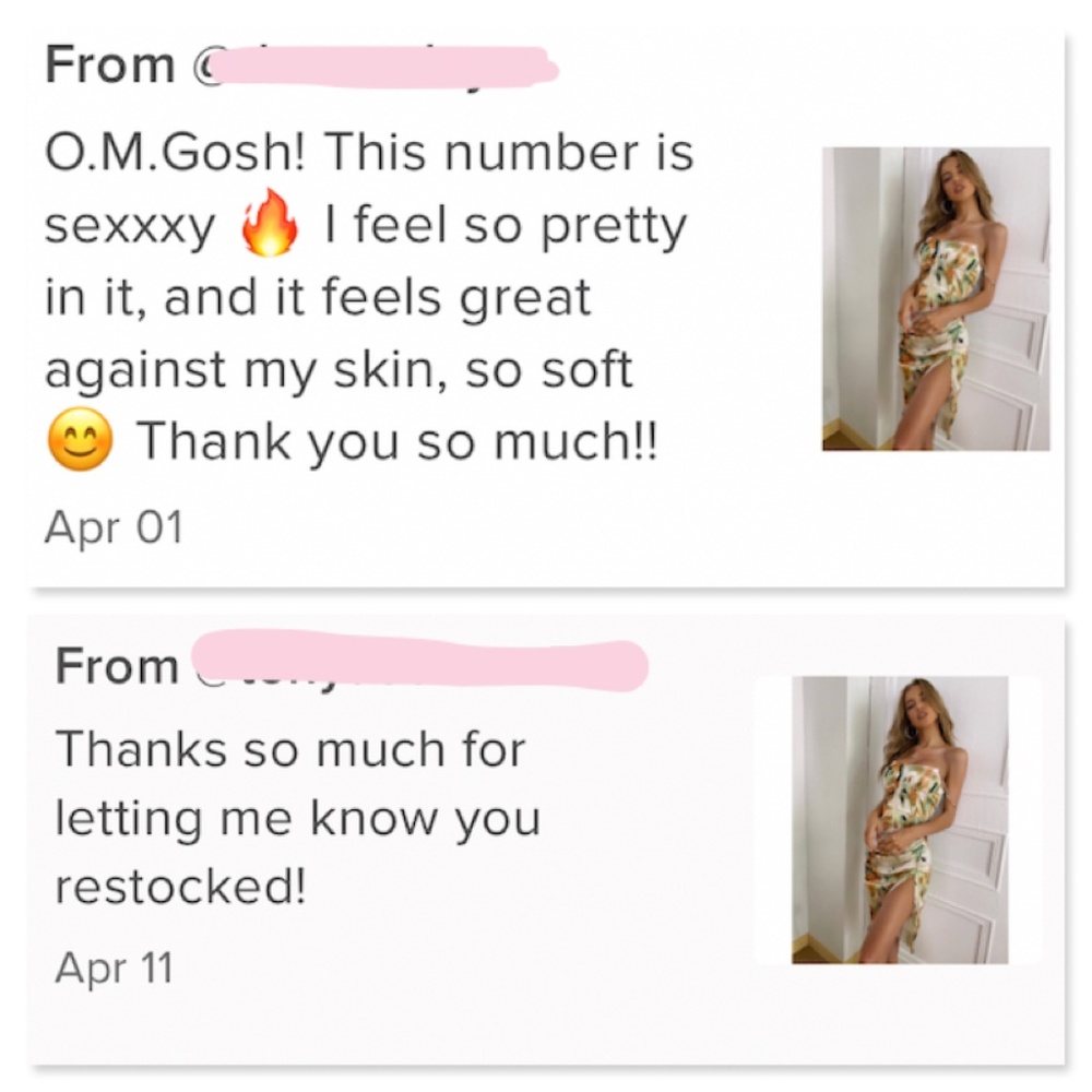 Satin Spotted Print Cami Dress High Slit - Picture 7 of 13